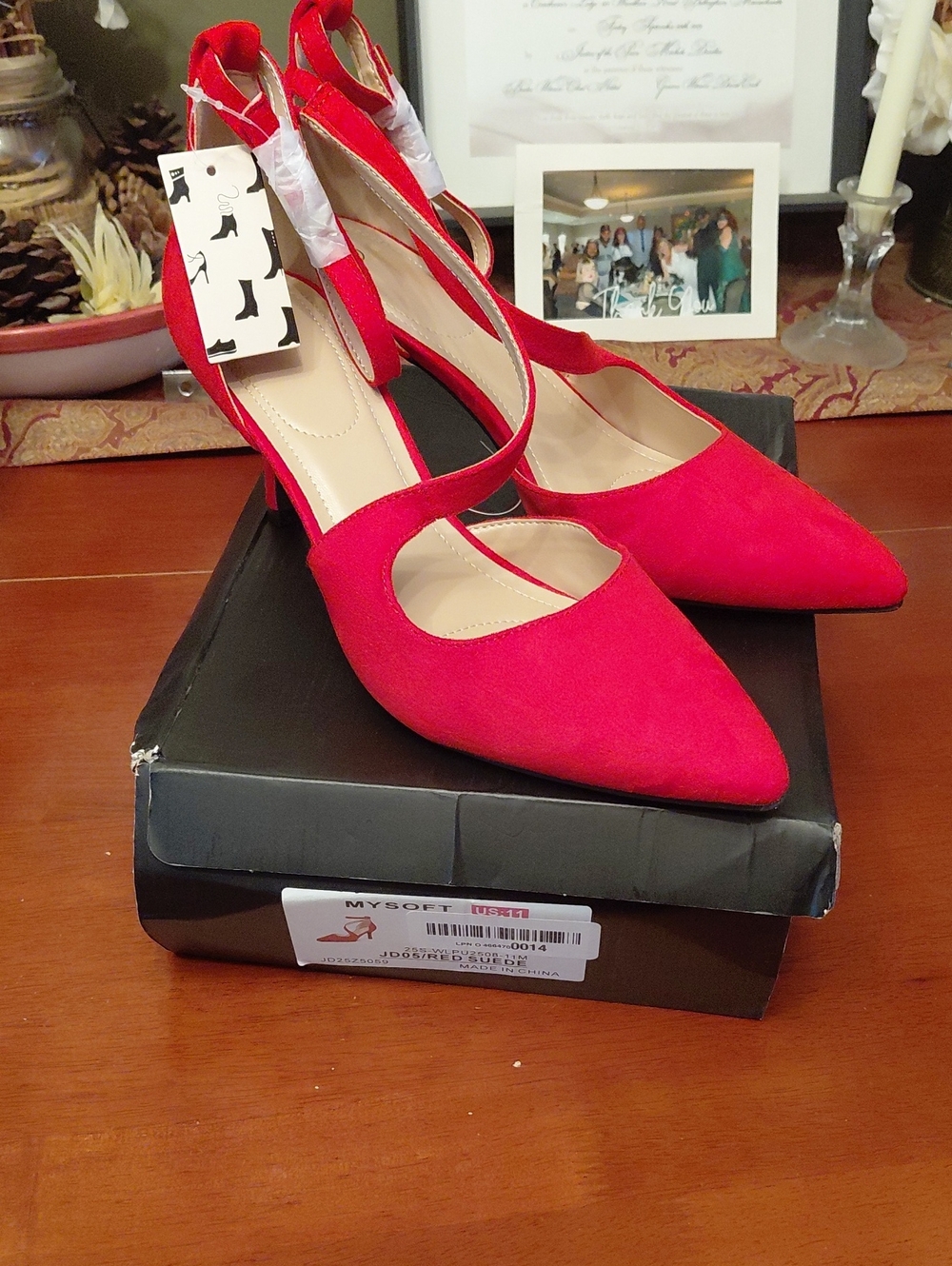My Soft Red Pointed-Toe Slingback Pumps - Unbranded